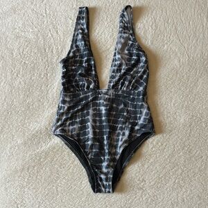 ASOS Acid Wash Deep Neck Swimsuit